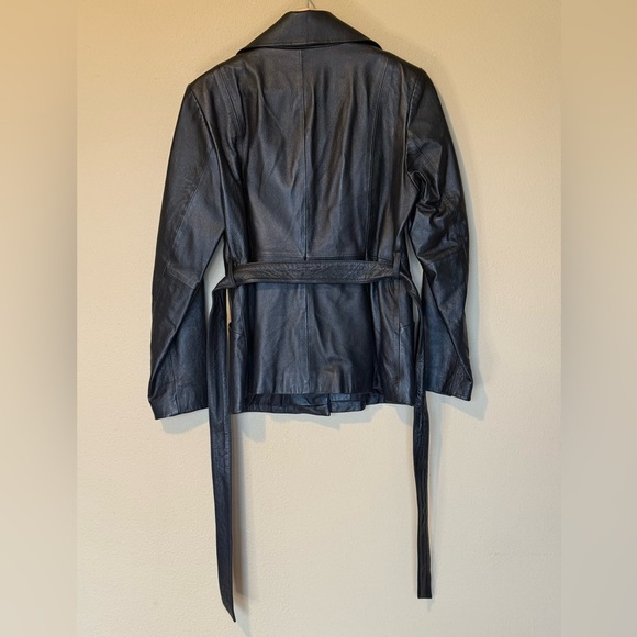 East 5th Vintage Black Leather Button Front Jacket Size Petite Medium - Picture 5 of 9